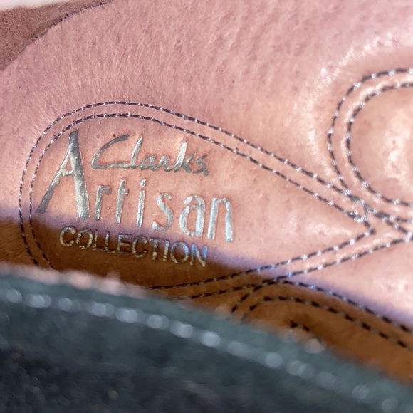 Clarks Artisan Collection Genuine Black Embroidery Suede Wedge Heels Shoes - Picture 6 of 10